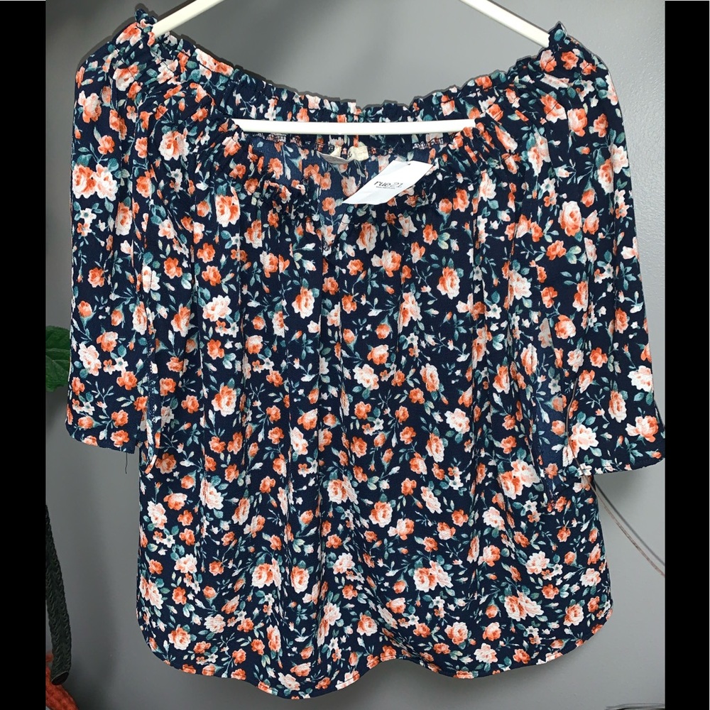 Rue 21 Marci‎ floral Off The Shoulder Flowy short sleeve Blouse sz M NWT